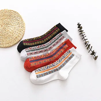

Women Original Flower Patterned Cotton Socks Stylish Casual Comfortable Socks For Couples Female Streetwear Joker Sox