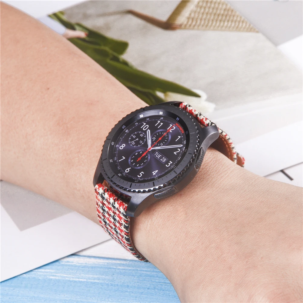 20 мм 22 мм холщовый ремешок для часов Galaxy Watch 46 мм нейлоновый кожаный быстросъемный ремешок для часов Galaxy Watch Active gear S3 полосы