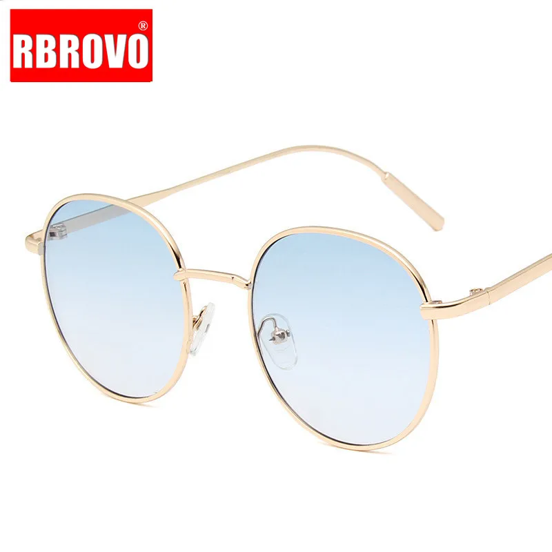 RBROVO 2021 Round Ocean Lens Sunglasses Women Brand Designer Large Frame Mirror Alloy Oculos De Sol Feminino UV400 | Аксессуары для