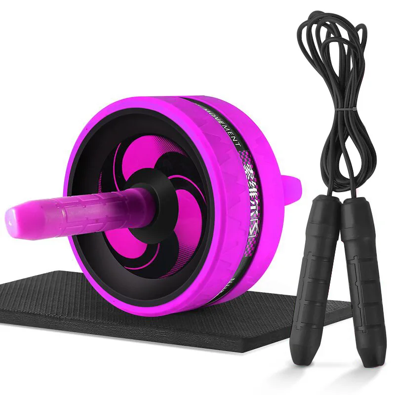 GOBYGO 2 в 1 Ab ролик и Скакалка без шума брюшное колесо Ab ролик с ковриком для упражнений фитнес - Цвет: Purple