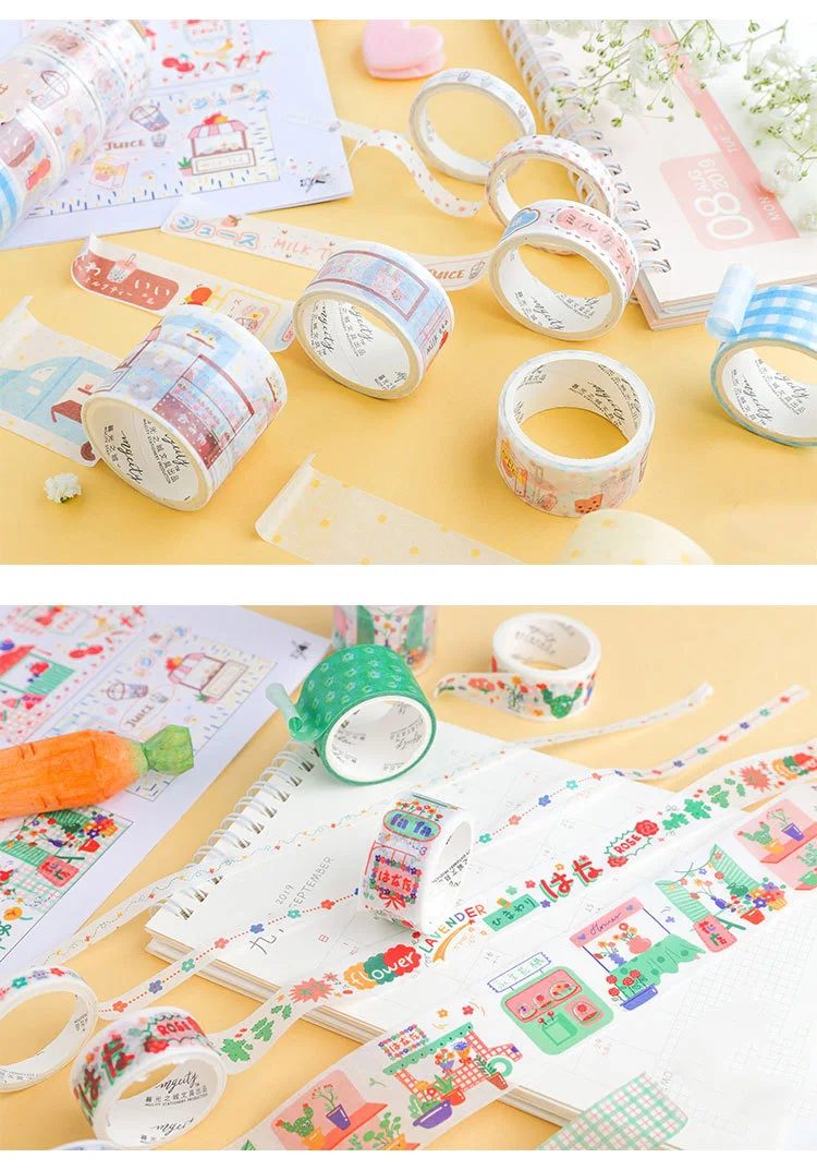 8Pcs Kawaii Bread Washi Tape Dessert Decorative Adhesive Tape Cute Masking Tapes For Kids Scrapbooking DIY Stationery