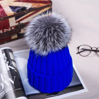 Зимние теплые шапки для женщин, Skullies Beanies, Pom Beanies, шапки, толстые вязаные мягкие Меховые шапки с помпоном, женские уличные повседневные Шапки - Цвет: style 14