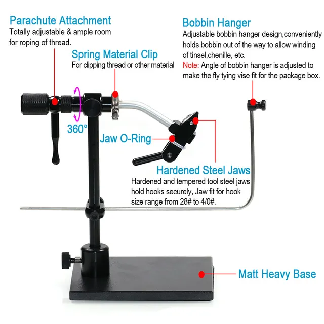 Rotary Fly Tying Vise With Jaw Balanced And Truly Extendable Right Left Handly Fly Tying Tools Fly Tying Materials