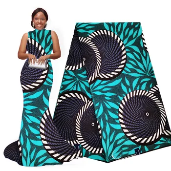 

Ankara African Polyester Wax Prints Fabric Navy Teal Real Wax High Quality 6 yards African Fabric for Party Dress