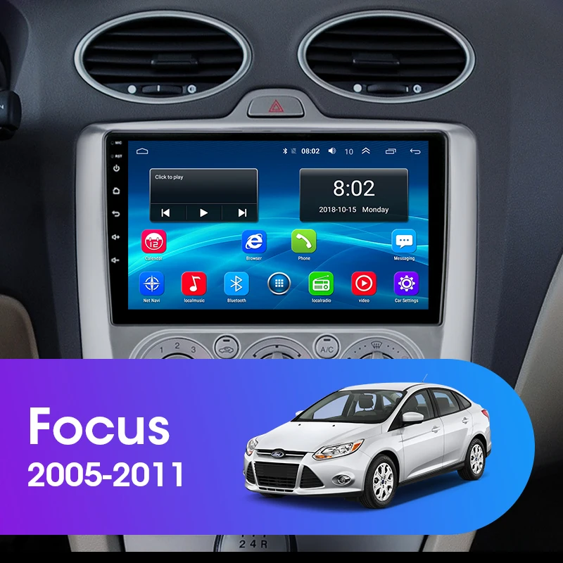 JMCQ " 2 Din 4G wifi Автомагнитола для Ford Focus Exi MT AT 2004-2011 мультимедийный плеер четырехъядерный Android 8,1 gps навигация