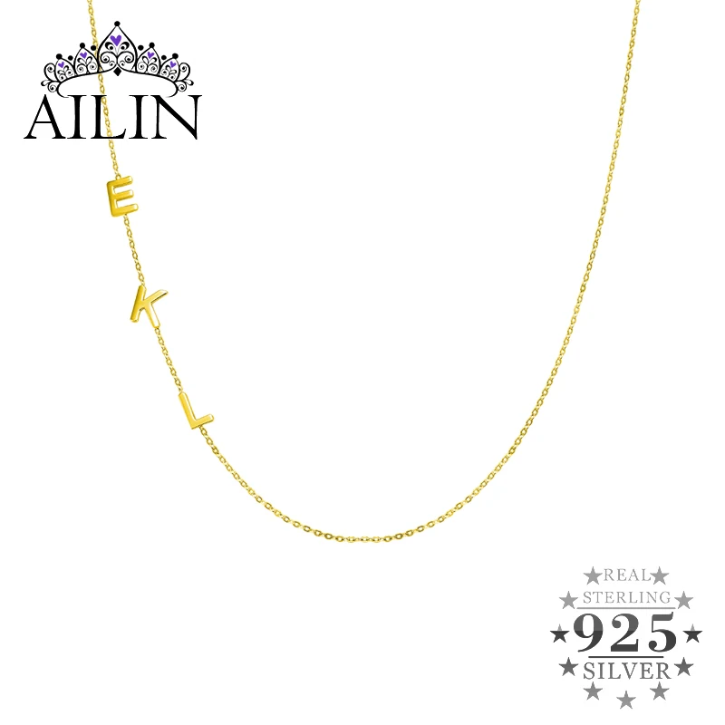 Ожерелье AILIN из стерлингового серебра 925 пробы с именем инициала на заказ