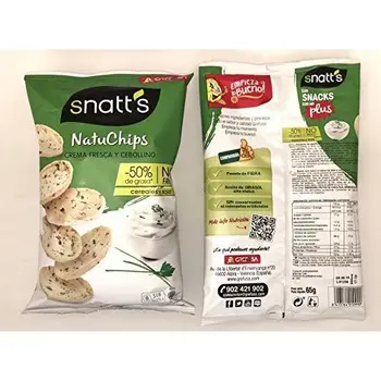 

Snatt's Natuchips con Crema Fresca y Cebollino GREFUSA Bolsa [Pack 12 x 65 g]