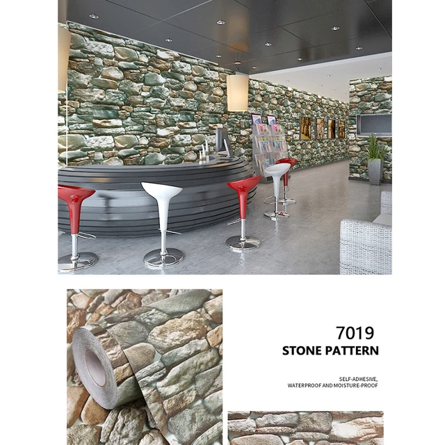 Pearl White DIY Decorative Film PVC Self Adhesive Wall Paper Furniture Renovation Stickers Kitchen Cabinet Waterproof Wallpaper Brick 7019