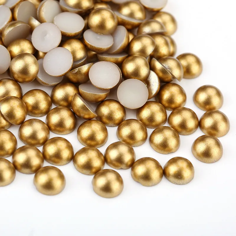 Dowarm 1000 Pieces Flatback Half Pearls, Flat Backed Round Half Pearls for  Crafts Jewlery, Mixed Size 4MM 6MM 8MM 10MM 12MM 14MM (Gold) in 2023