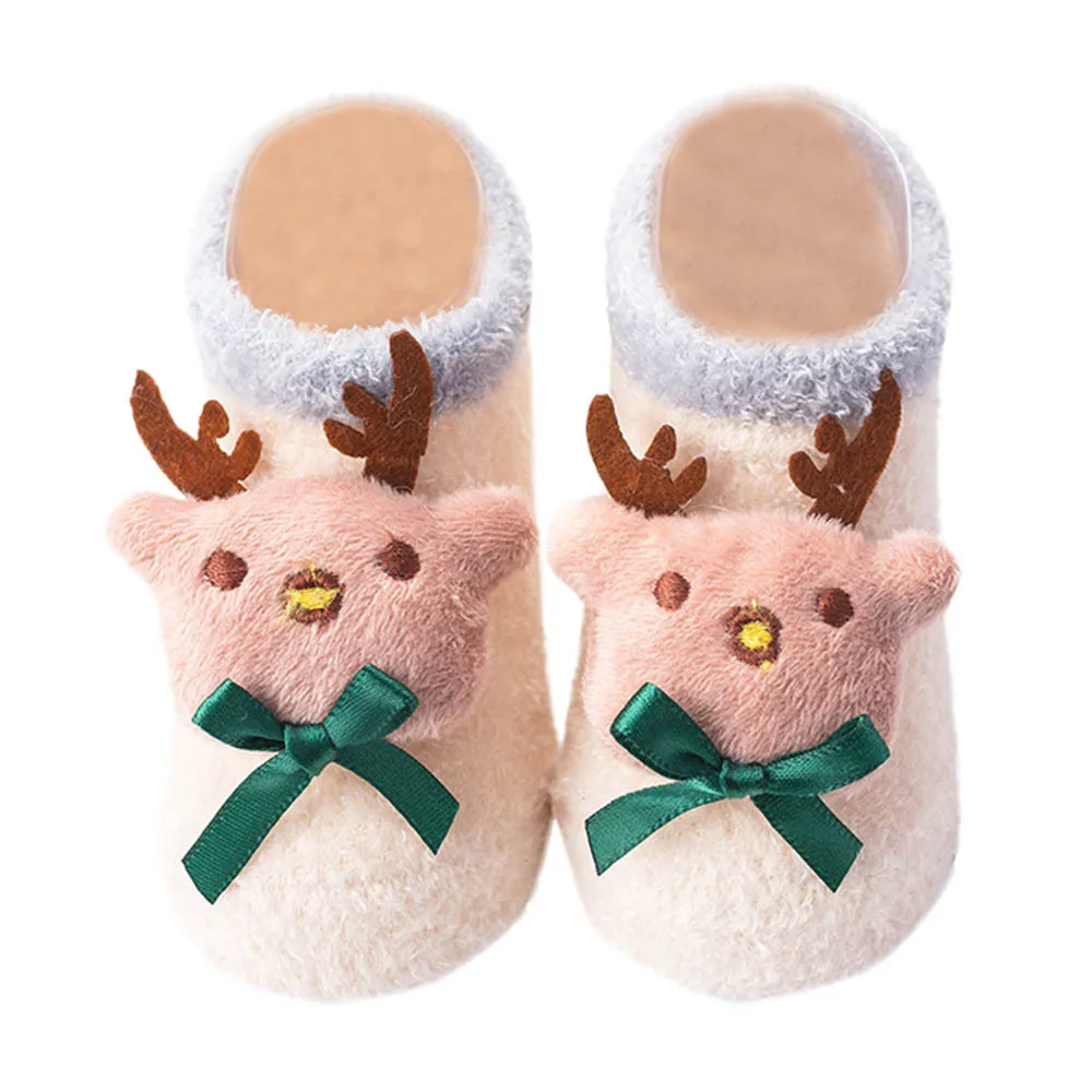 Рождественская зимняя обувь теплые носки хлопковые носки с принтом для маленьких мальчиков и девочек Calcetines Altos Bebe