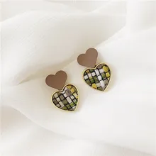 Ретро Джокер Вязание любовь серьги-гвоздики сплайсинга матовая текстура в форме сердца кулон серьги