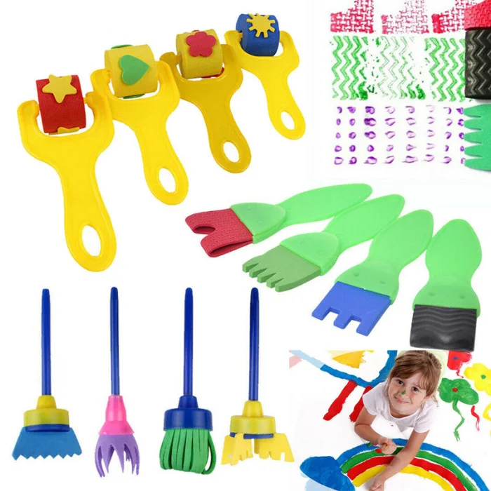 12 шт./компл. Детские Краски щетки губки для рисования кистью для инструментов Nail Art DIY игрушки для детей BJStore