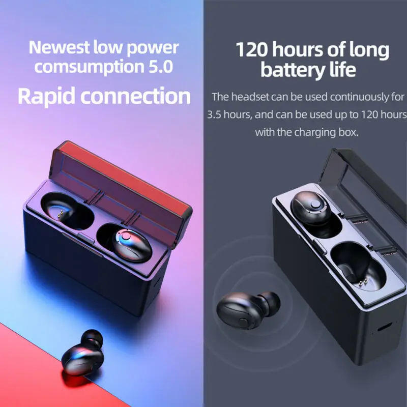 TWS Bluetooth Wireless Earphone 5 0 Earbuds Waterproof Stereo Music Headset 3500mAh Power Bankfor IOS Android