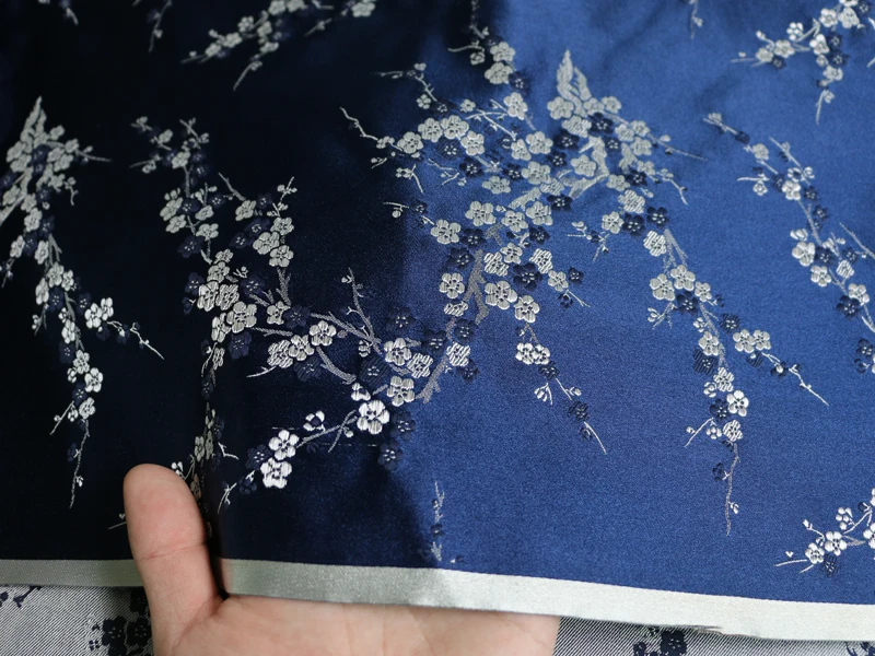 Brocado-Material 29" breit | 1 Meter | 2 Meter | 5 Meter chinesischer Pflaumen-Blumen-Brokat-Viskose-Bastelstoff – Detail 23