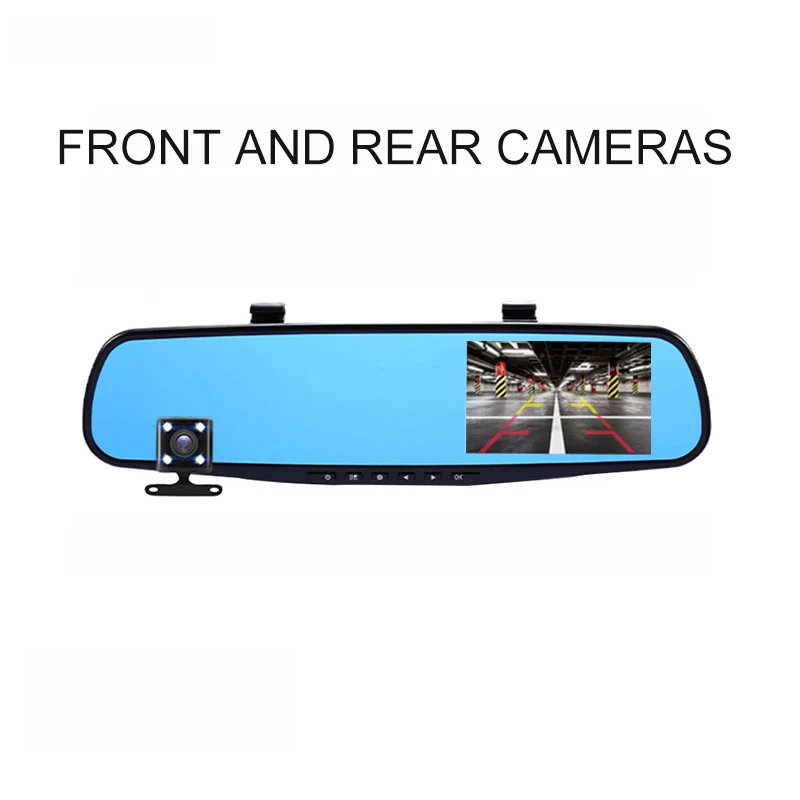 Front Rear Cameras Автомобильный видеорегистратор, видеорегистратор 4,3 дюйма, HD 1080 P, видеорегистратор, 24 часа, монитор парковки, двойной объектив, радар-детекторы, рекордер, ночное видение, автомобильный видеорегистратор - Название цвета: Front Rear Cameras