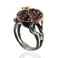 Винтажное кольцо из граната, Виноградная лоза, обручальное, искусственный камень, размер от 6 до 10, изысканный