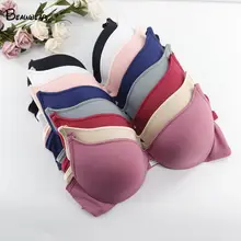 Beauwear размера плюс, бесшовные бюстгальтеры, одноцветные, сексуальные, с глубоким вырезом, футболки, нижнее белье для женщин, пуш-ап, без косточек, повседневное мягкое белье 40B 42B 44B