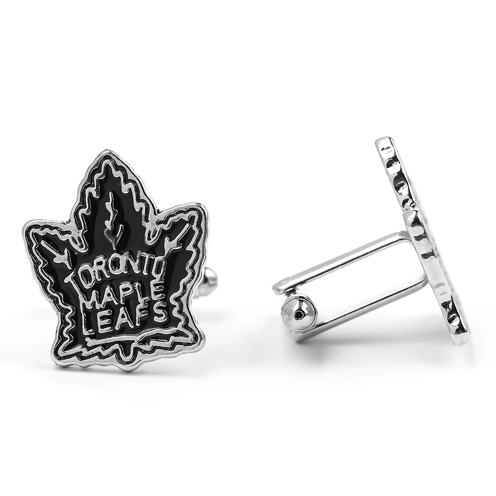 TORONTO MAPLE LEAFS хоккейная команда, эмалированные запонки, черно-белые запонки с рисунком, запонки для рубашки, мужские ювелирные аксессуары