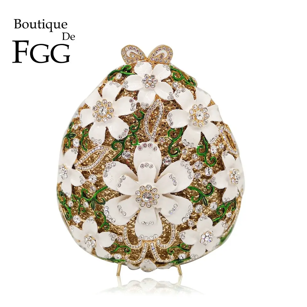 Женские вечерние сумочки с цветочным принтом Boutique De FGG белые клатчи со стразами