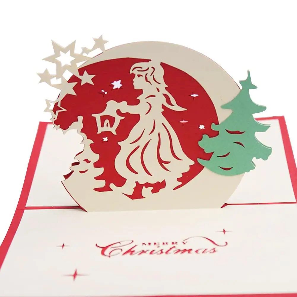 Веселая Рождественская елка девочка 3d открытка украшение на свадьбу День