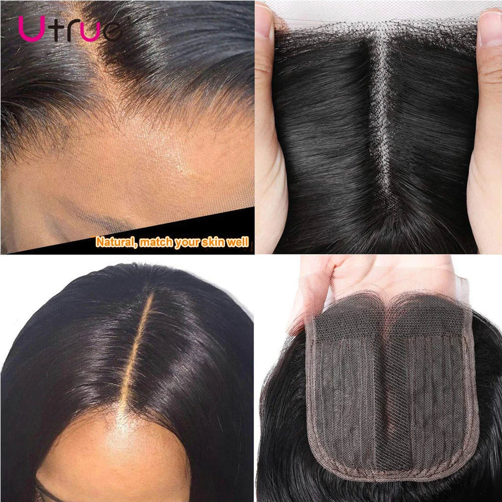 Straight Human Hair Closure Remy Middle Part T Lace Closures Only 4x4 Closure Human Hair