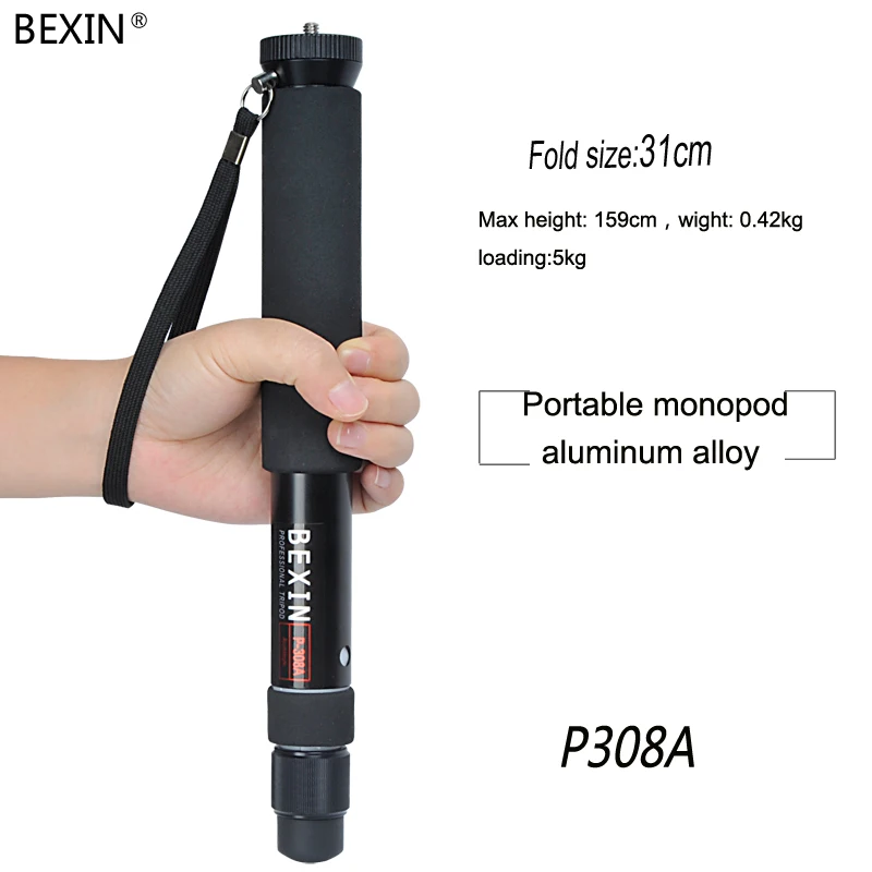 BEXIN P308 P308A P308B алюминиевый сплав портативный профессиональный Регулируемый ручной монопод для dslr камеры телефона видео