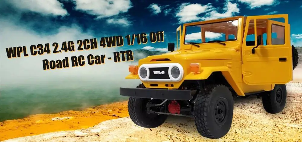 WPL C34 1/16 RTR 4WD 2,4G Buggy Crawler внедорожный Радиоуправляемый автомобиль 2CH модели транспортных средств с головным светильник с двойной пластиковой батареей