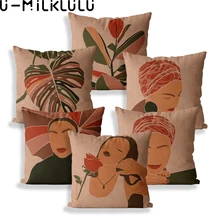 Housse de coussin style bohémien pour femmes, taie d'oreiller Vintage, décoration de la maison, 45x45, 40x40, feuilles de couleur, Art, pour canapé 