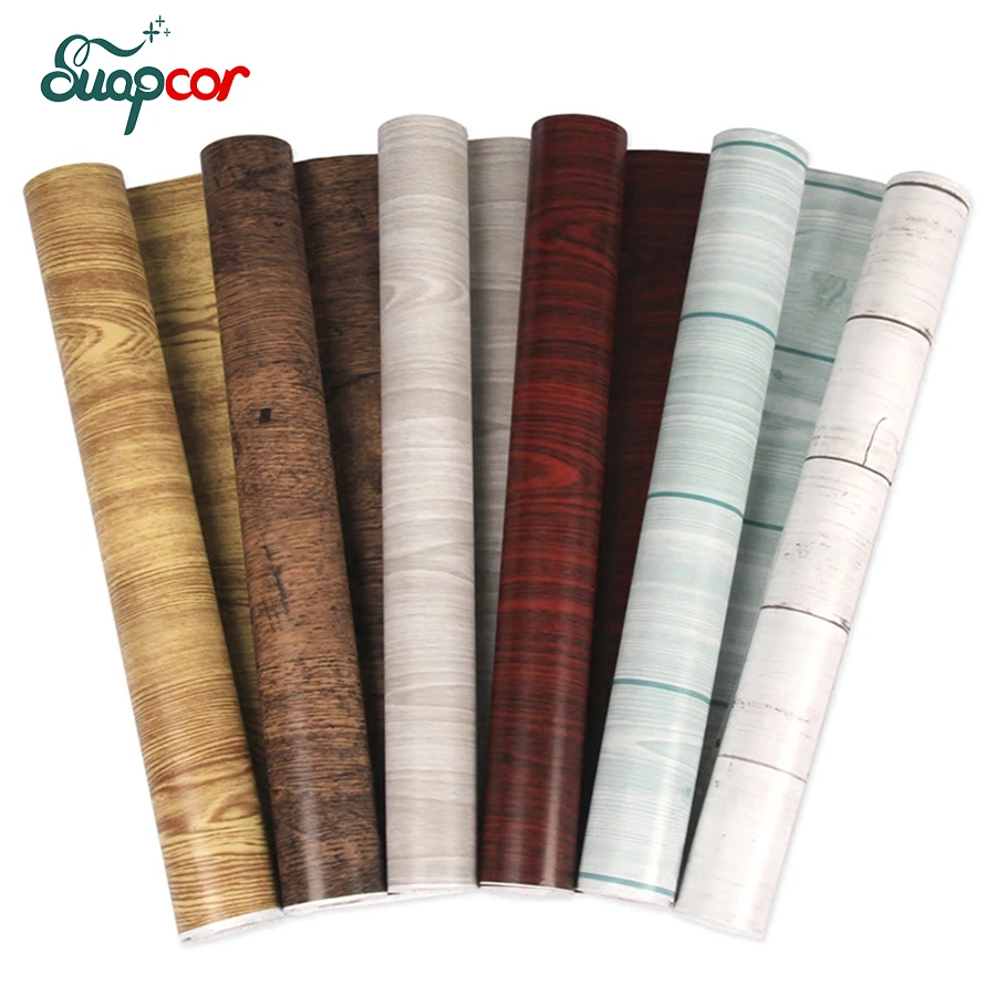 0.45x5m Bedroom Old Door Furniture Renovation Sticker Wood Grain Waterproof Film Cupboard Wardrobe Table Self-Adhesive Wallpaper