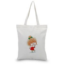 Девушка шаблон холст вместительная сумка для покупок мешок ежедневного использования пользовательский печати текстовый логотип DIY Сумочка Эко многоразовая утилизация