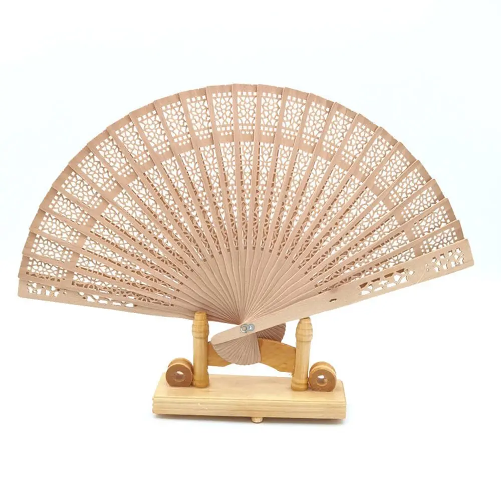Foldable Unisex Travel Portable Wooden Bamboo Hand Held Folding Fan Print Flower