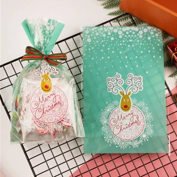

100 pcs new cookies /mooncake /candy bag 14x20cm big size green color print milu deer colorful style gifts for birthday party