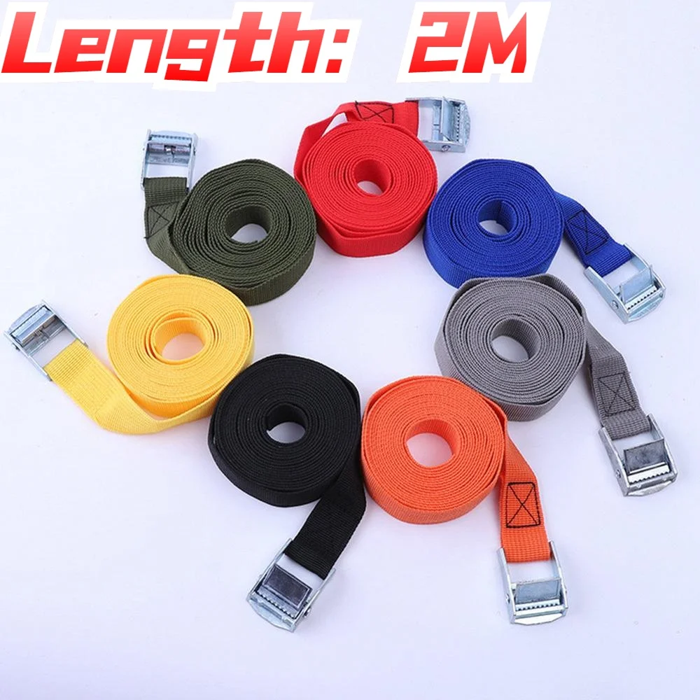 Buckle Tie-Down Belt cargo straps for Car motorcycle bike With metal buckle Tow rope Strong ratchet belt for Luggage bag 2M cargo straps cargo tie down strap lashing strap tie down straps luggage strap