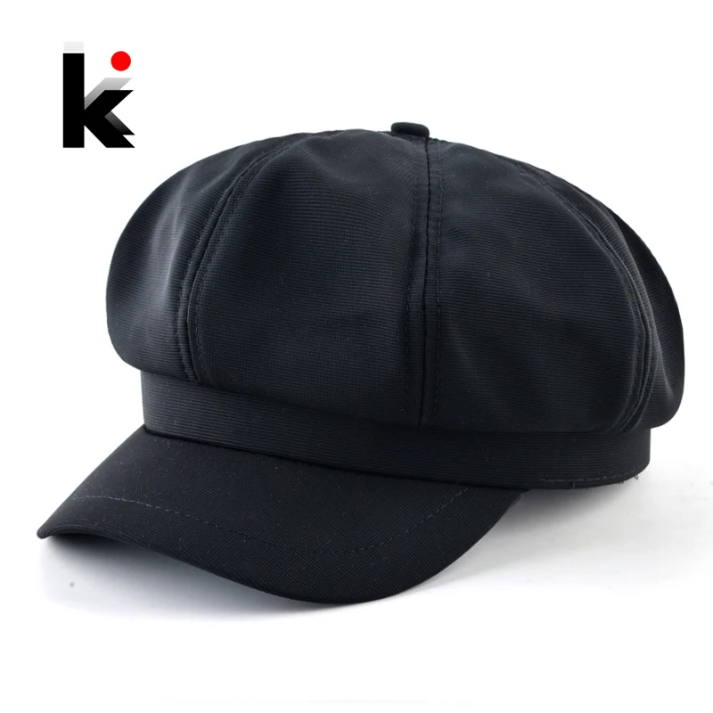 

Solid Color Octagonal Hat For Women Streetwear Casual Newsboy Caps Men Vintage Artist Beret Hats Spring Autumn Unisex Boina