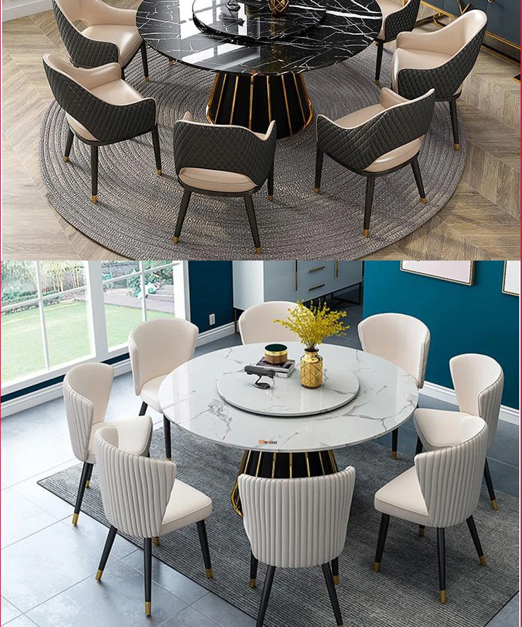 Италия роскошный простой дизайн мраморный камень черный дом столовая мебель круглый кухня обеденный стол