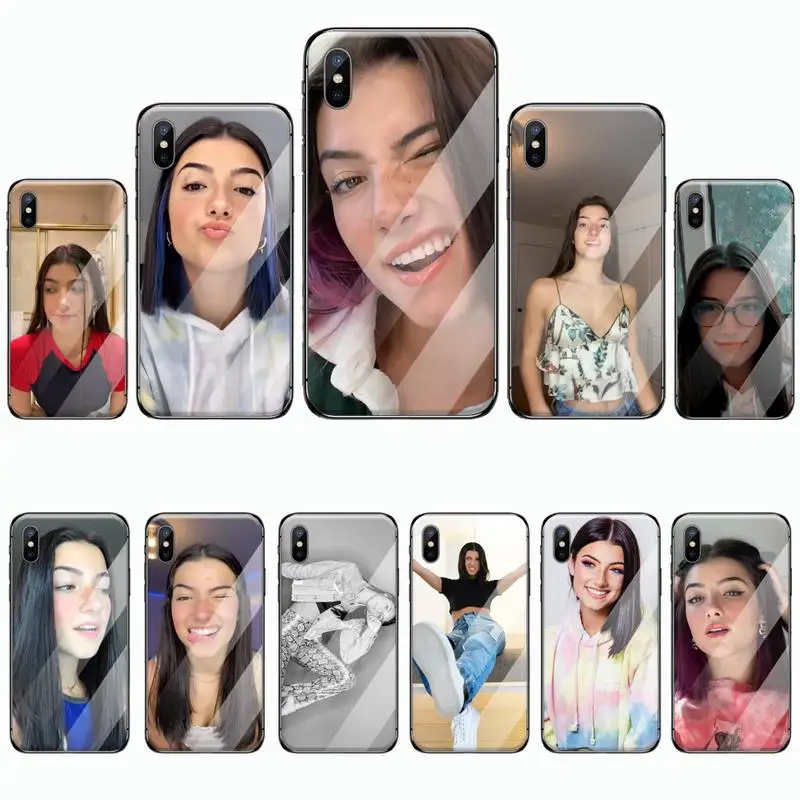 

Charli Damelio fashion sexy Phone Case Tempered glass For iphone 6 6S 7 8 plus X XS XR 11 12 PRO MAX Mini