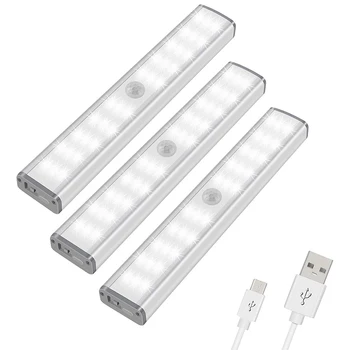 

Cabinet Light with Motion Detector USB Night Light 30 LED 3 Modes with 3 Brightness Levels, Cabinet Light for Interior Kitchen a