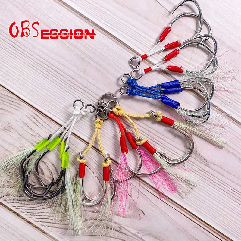OBSESSION 10pcs1/0-9/0 Sea-bream Assist Barbed Hook Carbon Steel