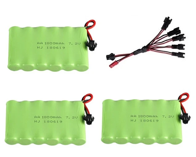 Navy Blue SM Plug) Ni-MH 7,2 v 1800mah батарея+ 7,2 v зарядное устройство для Rc игрушечного автомобиля танка поезд Робот Лодка пистолет 5* AA 7,2 v перезаряжаемый аккумулятор - Цвет: Navy Blue