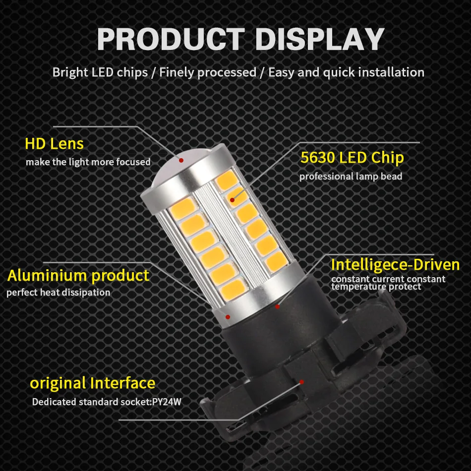 AILEO 2X  ȭƮ ڹ    LED, ƿ, BMW, ι, ޸-, Ʈ  ̱ Ʈ, PY24W, 5200s, 106-SMD