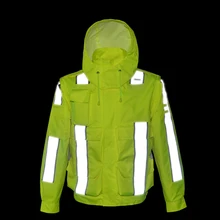 Светоотражающий плащ-дождевик для безопасности в ночном режиме, водонепроницаемый материал, Предупреждение, флуоресцентный желтый, удобная одежда для защиты