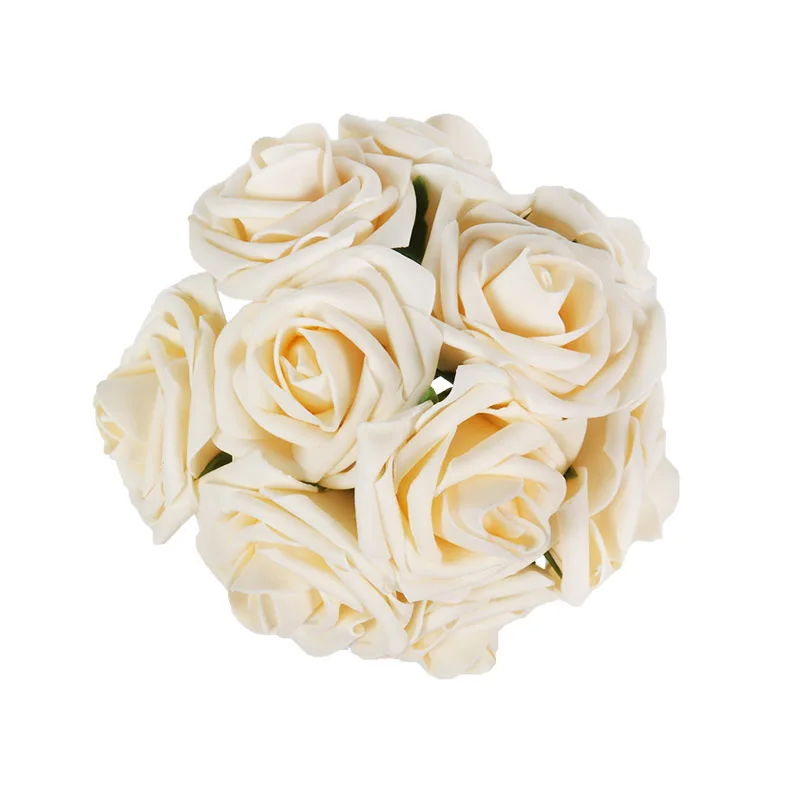 25 шт. 8 см искусственные розы Свадебные украшения ПЭ Пена Розы Искусственные цветы Букет Флорес Искусственные цветы вечерние украшения - Цвет: 25pcs champagne