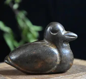 

Hongshan culture antique jade black iron meteorite Little duck statue