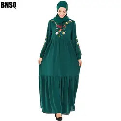 BNSQ Дубай Кафтан платье мусульманские Вечерние abaya женские арабские Лоскутные Турция ислам молитва Восточный халат из марокена Вышивка