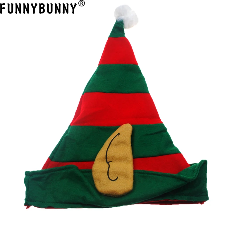 

FUNNYBUNNY Striped Elf Hat with Ears Costume Accessory