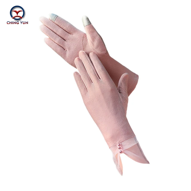 New Summer ice silk sun protection gloves for women ultraviolet-proof thin  medium long Driving slip touch screen lace gloves - AliExpress