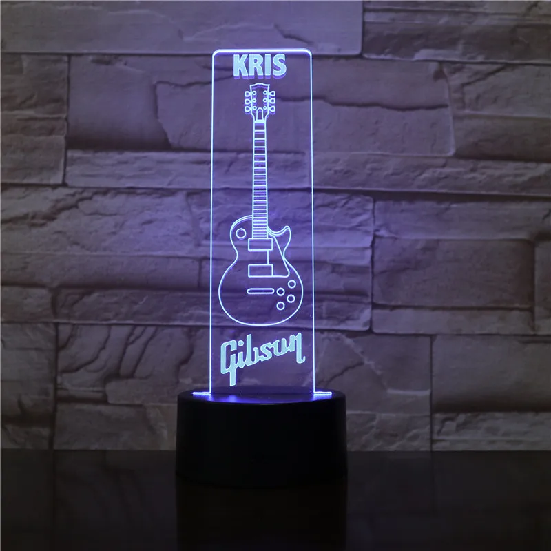 3D Led моделирование ночник 7 цветов гитара изменение градиент настольная лампа