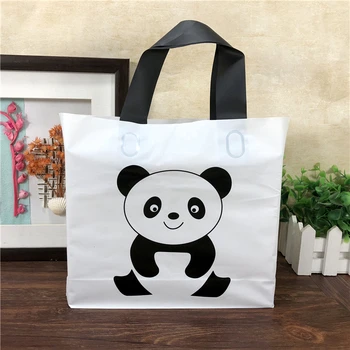 

50pcs Lovely Thank You Gift Shopping Bag Thicken Plastic Wedding Party Favor Bags white panda logo plastic gift bag with handle