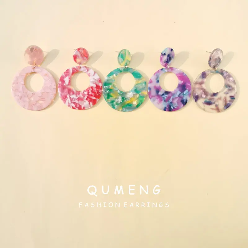 Женские серьги гвоздики QUMENG Personality 2020 в форме трапеции большие акриловые из