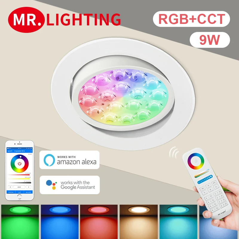 Умный светодиодный светильник Miboxer 9 Вт RGB + CCT пуховик FUT068 Круглый 100 240 в перем.